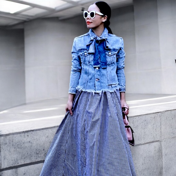 Twelve by Ontwelfth Distressed Denim Jacket with Bow - Picture 3 of 16